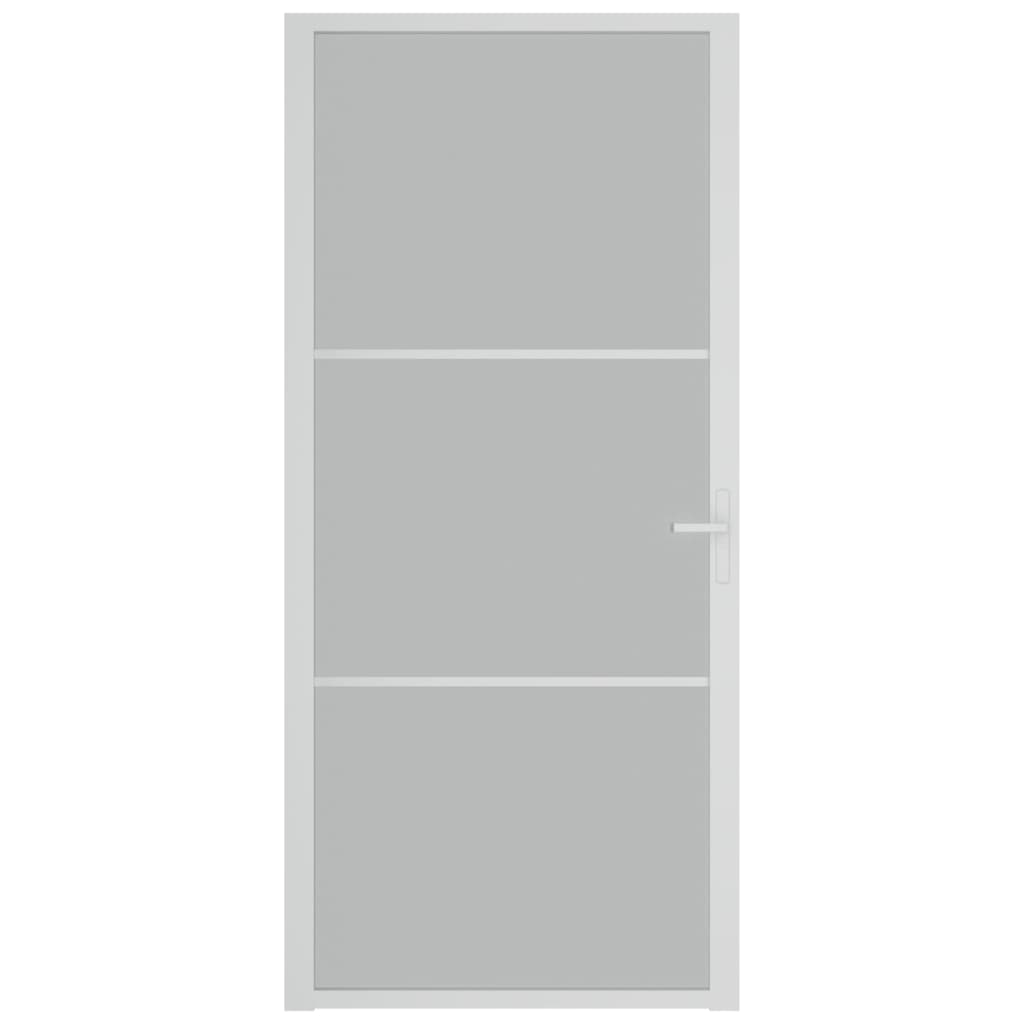 Binnendeur 93X20,5 Cm Glas En Aluminium Wit En Mat 93 x 201.5 cm 2 horizontale stangen