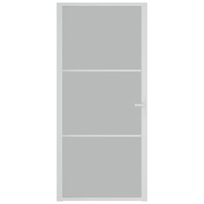 Binnendeur 93X20,5 Cm Glas En Aluminium Wit En Mat 93 x 201.5 cm 2 horizontale stangen