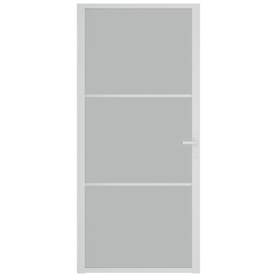 Binnendeur 93X20,5 Cm Glas En Aluminium Wit En Mat 93 x 201.5 cm 2 horizontale stangen