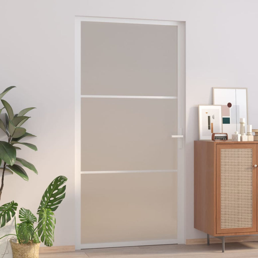 Binnendeur 02,5X20,5 Cm Glas En Aluminium Wit En Mat 102.5 x 201.5 cm 2 horizontale stangen