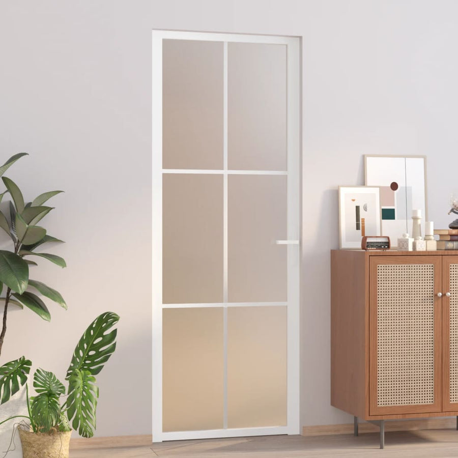 Binnendeur 76X20,5 Cm Glas En Aluminium Wit En Mat 1 76 x 201.5 cm 3x2 raster