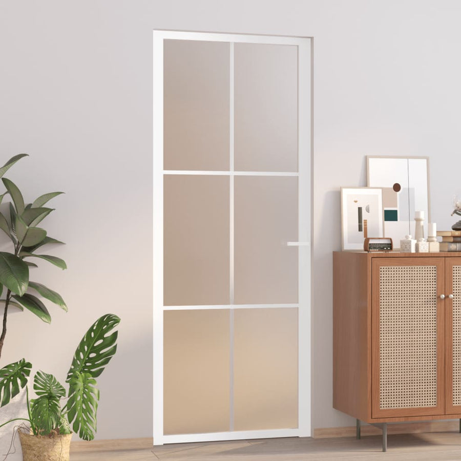 Binnendeur 83X20,5 Cm Glas En Aluminium Wit En Mat 83 x 201.5 cm 3x2 raster