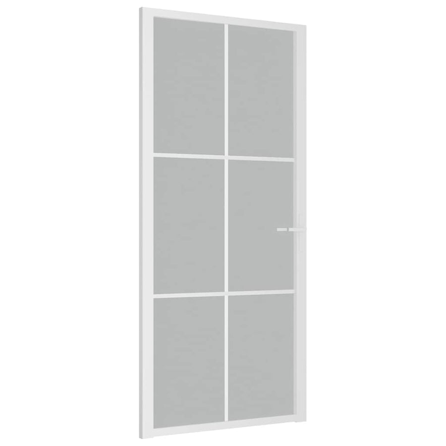 Binnendeur 93x201,5 cm matglas en aluminium wit