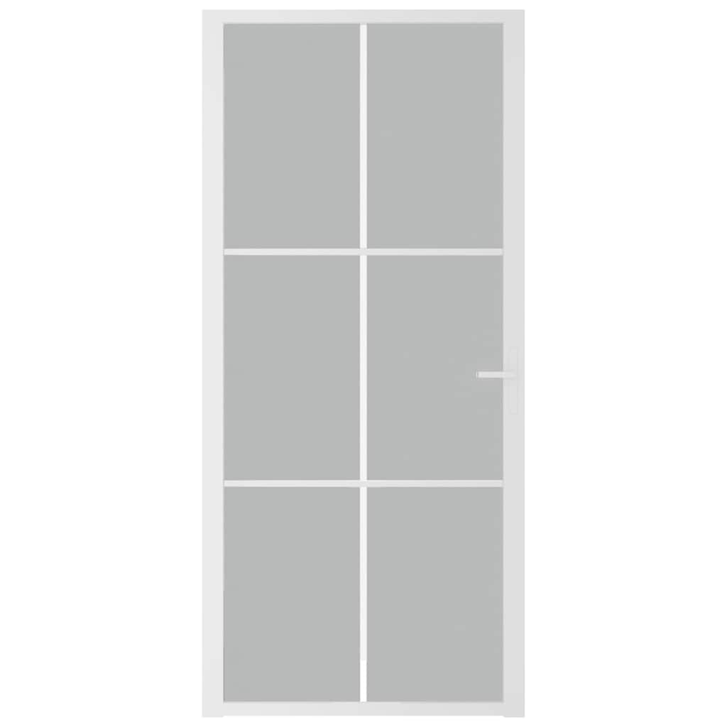 Binnendeur 93x201,5 cm matglas en aluminium wit