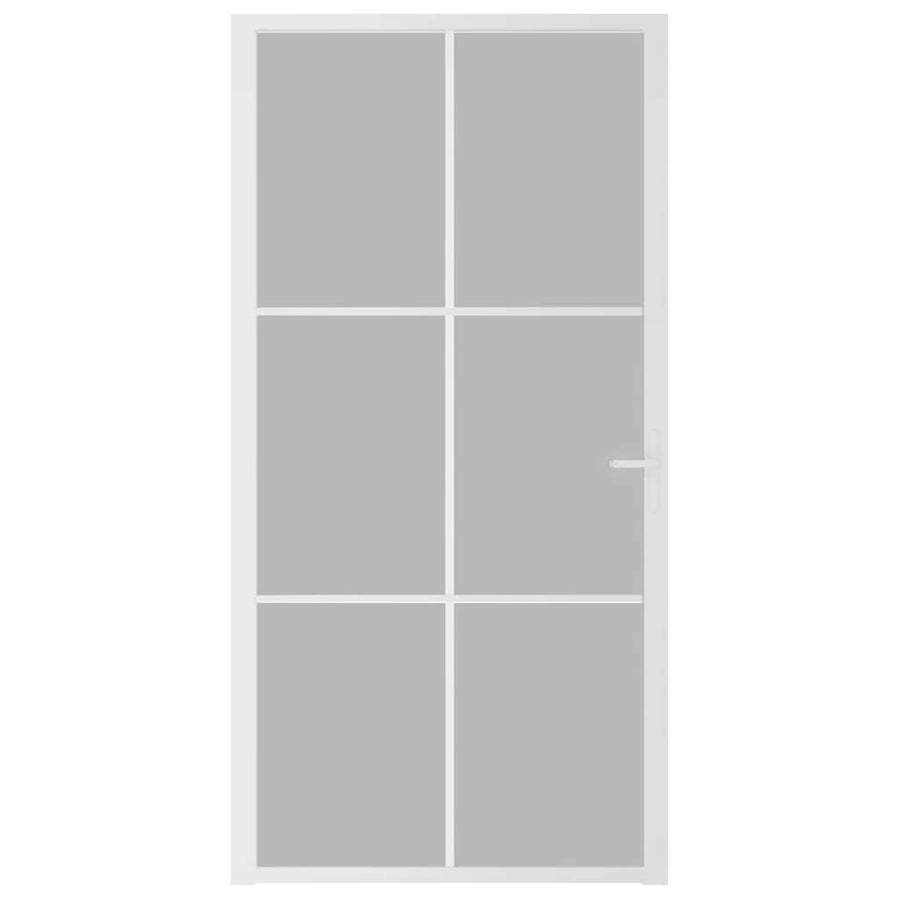 Binnendeur 102,5x201,5 cm matglas en aluminium wit