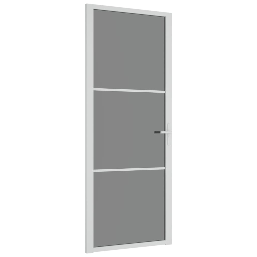 Binnendeur 83X20,5 Cm Esg-Glas En Aluminium Wit En Donkertransparant 83 x 201.5 cm 2 horizontale stangen