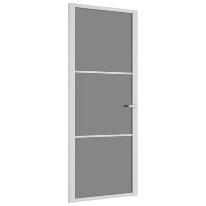 Binnendeur 83X20,5 Cm Esg-Glas En Aluminium Wit En Donkertransparant 83 x 201.5 cm 2 horizontale stangen