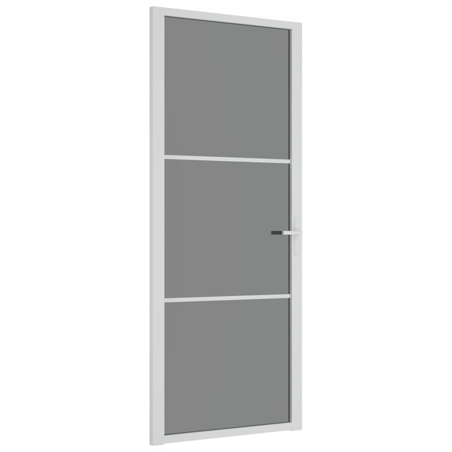 Binnendeur 83X20,5 Cm Esg-Glas En Aluminium Wit En Donkertransparant 83 x 201.5 cm 2 horizontale stangen