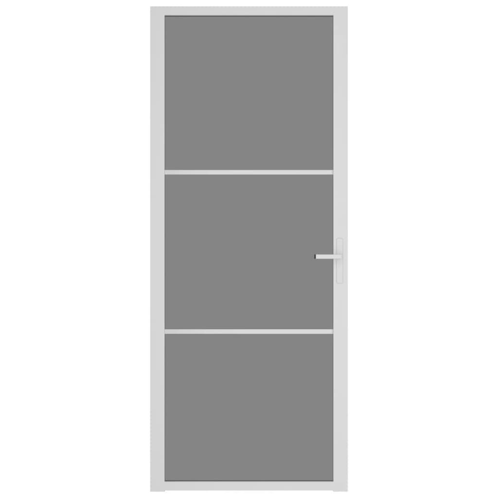 Binnendeur 83X20,5 Cm Esg-Glas En Aluminium Wit En Donkertransparant 83 x 201.5 cm 2 horizontale stangen