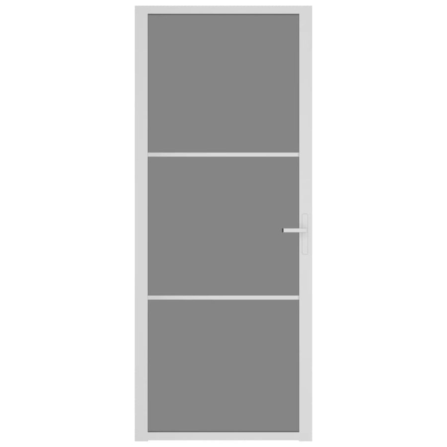 Binnendeur 83X20,5 Cm Esg-Glas En Aluminium Wit En Donkertransparant 83 x 201.5 cm 2 horizontale stangen