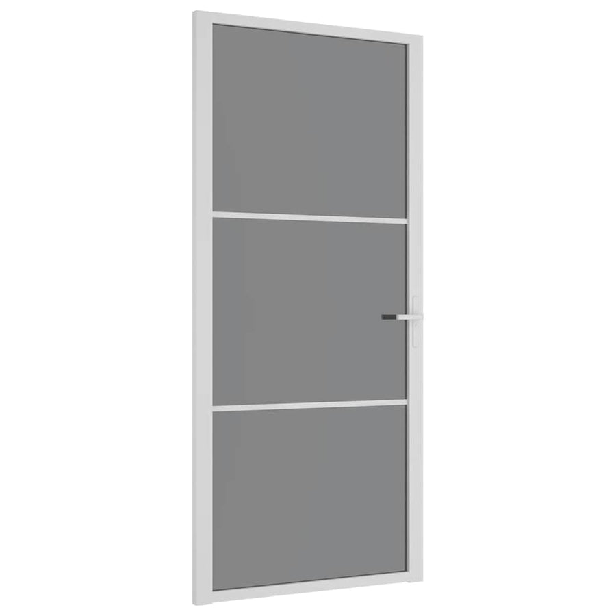 Binnendeur 93x201,5 cm ESG-glas en aluminium wit