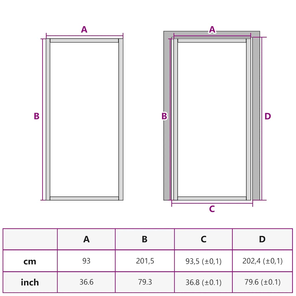 Binnendeur 93x201,5 cm ESG-glas en aluminium wit