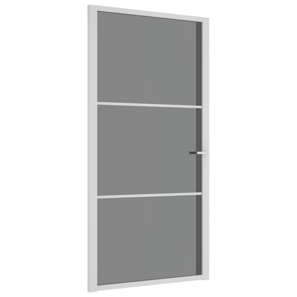 Binnendeur 02,5X20,5 Cm Esg-Glas En Aluminium Wit En Donkertransparant 102.5 x 201.5 cm 2 horizontale stangen
