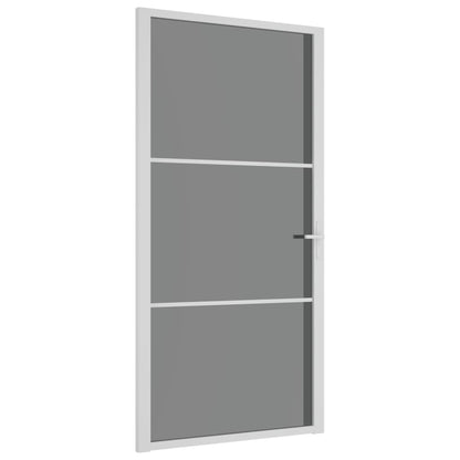 Binnendeur 02,5X20,5 Cm Esg-Glas En Aluminium Wit En Donkertransparant 102.5 x 201.5 cm 2 horizontale stangen