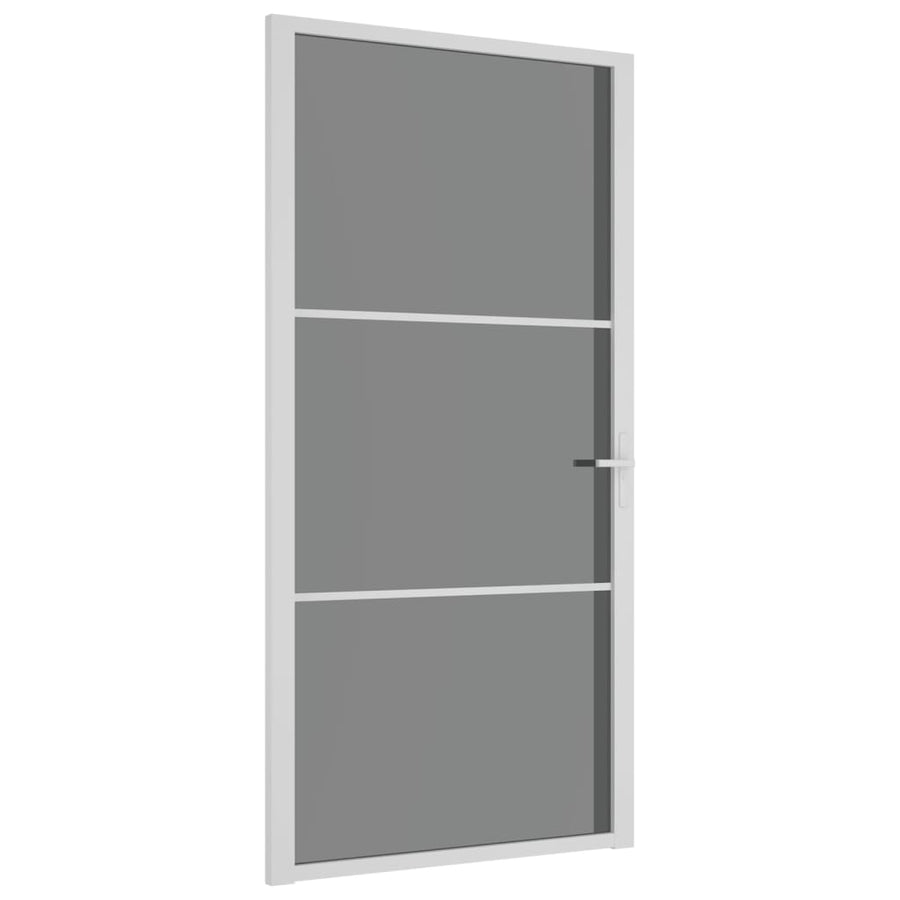 Binnendeur 02,5X20,5 Cm Esg-Glas En Aluminium Wit En Donkertransparant 102.5 x 201.5 cm 2 horizontale stangen