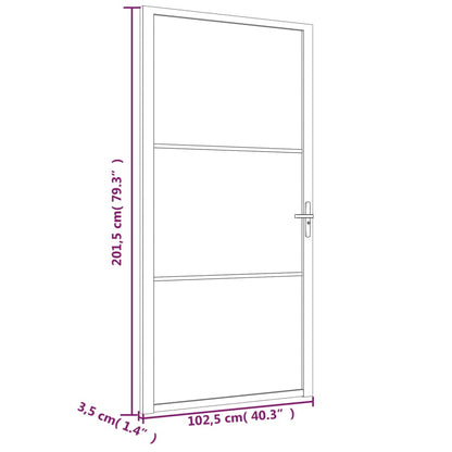 Binnendeur 02,5X20,5 Cm Esg-Glas En Aluminium Wit En Donkertransparant 102.5 x 201.5 cm 2 horizontale stangen
