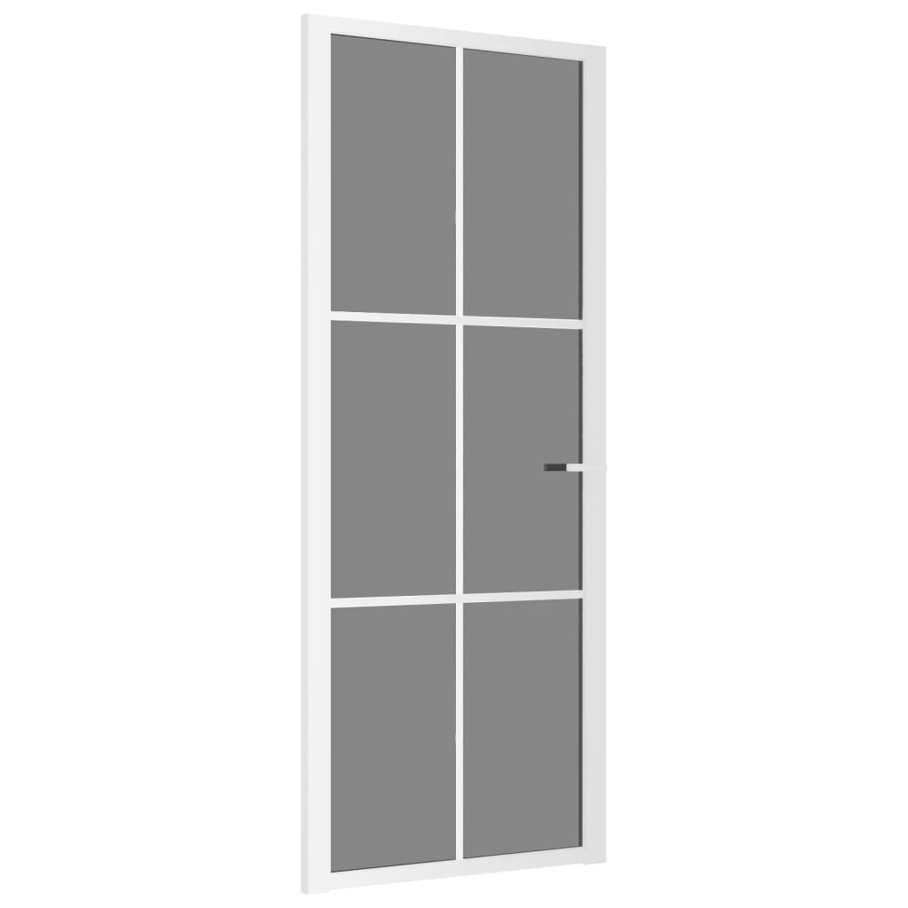 Binnendeur 83X20,5 Cm Esg-Glas En Aluminium Wit En Donkertransparant 83 x 201.5 cm 3x2 raster