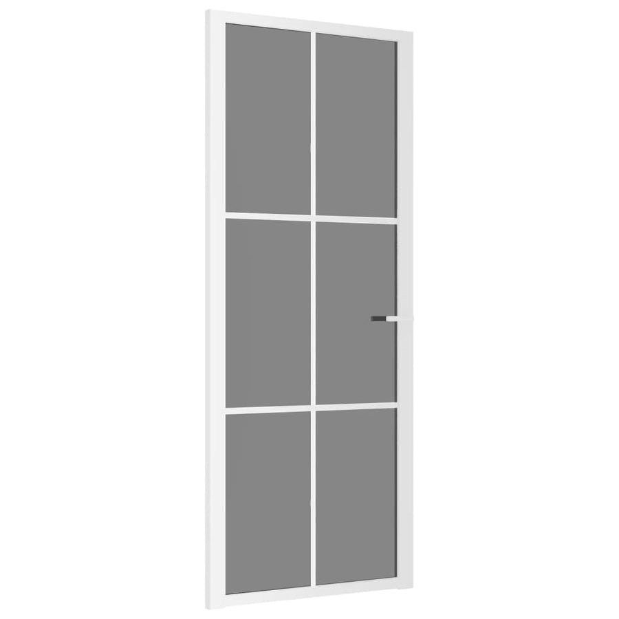 Binnendeur 83X20,5 Cm Esg-Glas En Aluminium Wit En Donkertransparant 83 x 201.5 cm 3x2 raster
