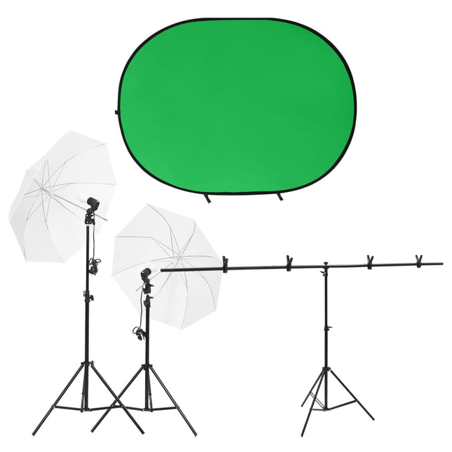 Fotostudioset Met Verlichtingsset En Achtergrondscherm Groen 201 x 60 x (70-200) cm Zonder reflector