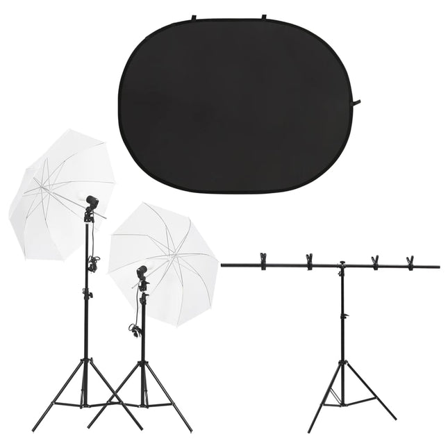 Fotostudioset Met Verlichtingsset En Achtergrondscherm Zwart 151 x 60 x (70-200) cm Zonder reflector