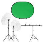 Fotostudioset met verlichting en achtergrondscherm