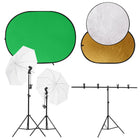 Fotostudioset Met Lichtset, Achtergrondscherm En Reflector Groen 151 x 60 x (70-200) cm met reflector