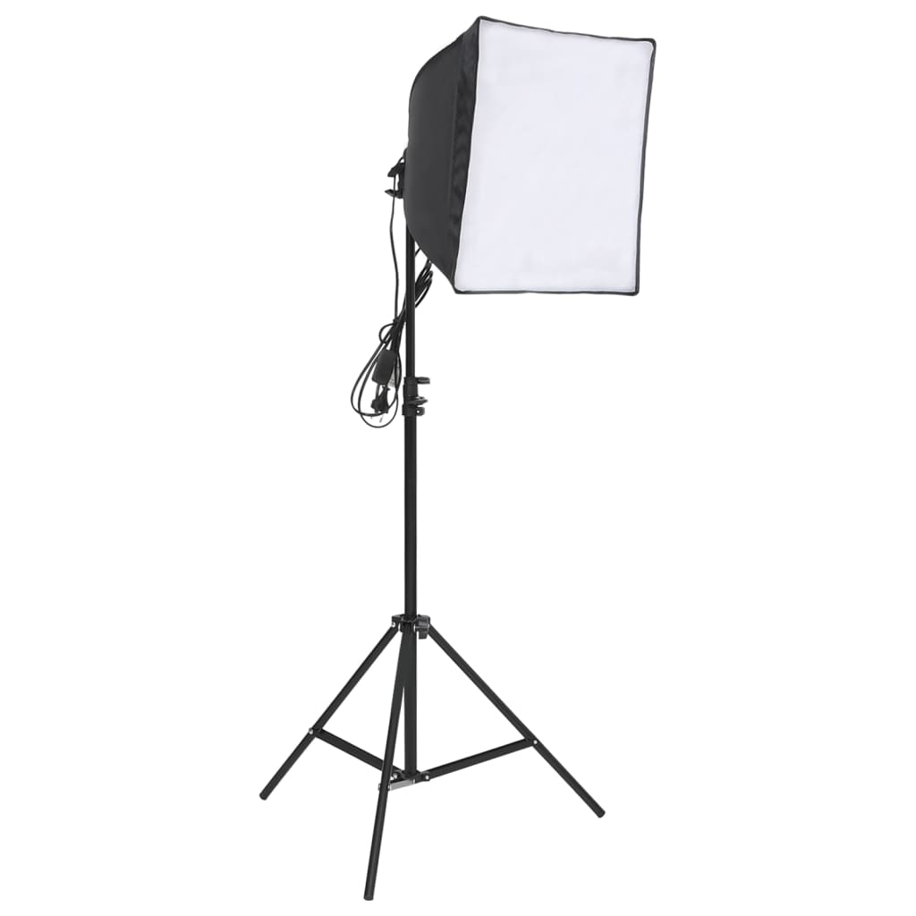 Fotostudioset met verlichtingsset en achtergrondscherm