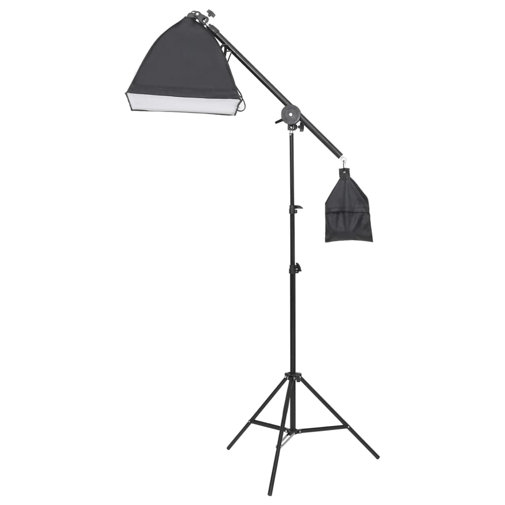 Fotostudioset met lichtset, achtergrondscherm en reflector
