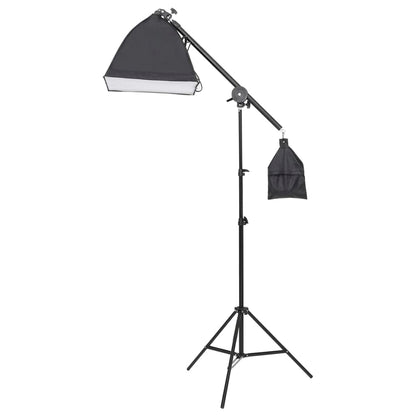 Fotostudioset met lichtset, achtergrondscherm en reflector