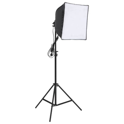 Fotostudioset met lichtset, achtergrondscherm en reflector