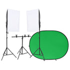 Fotostudioset met verlichtingsset en achtergrondscherm