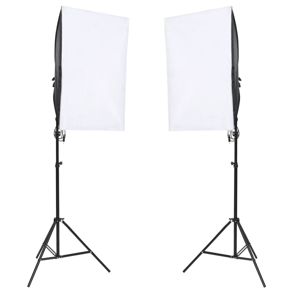 Fotostudioset met verlichtingsset en achtergrondscherm