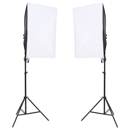 Fotostudioset met verlichtingsset en achtergrondscherm