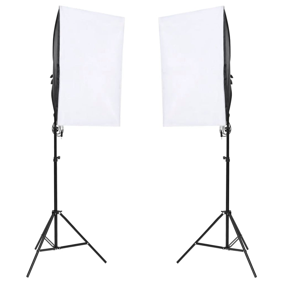 Fotostudioset met verlichtingsset en achtergrondscherm