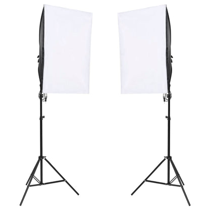 Fotostudioset met lichtset, achtergrondscherm en reflector
