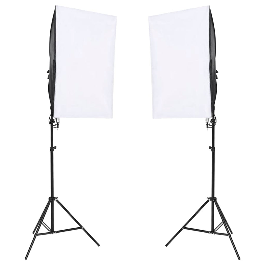 Fotostudioset met lichtset, achtergrondscherm en reflector
