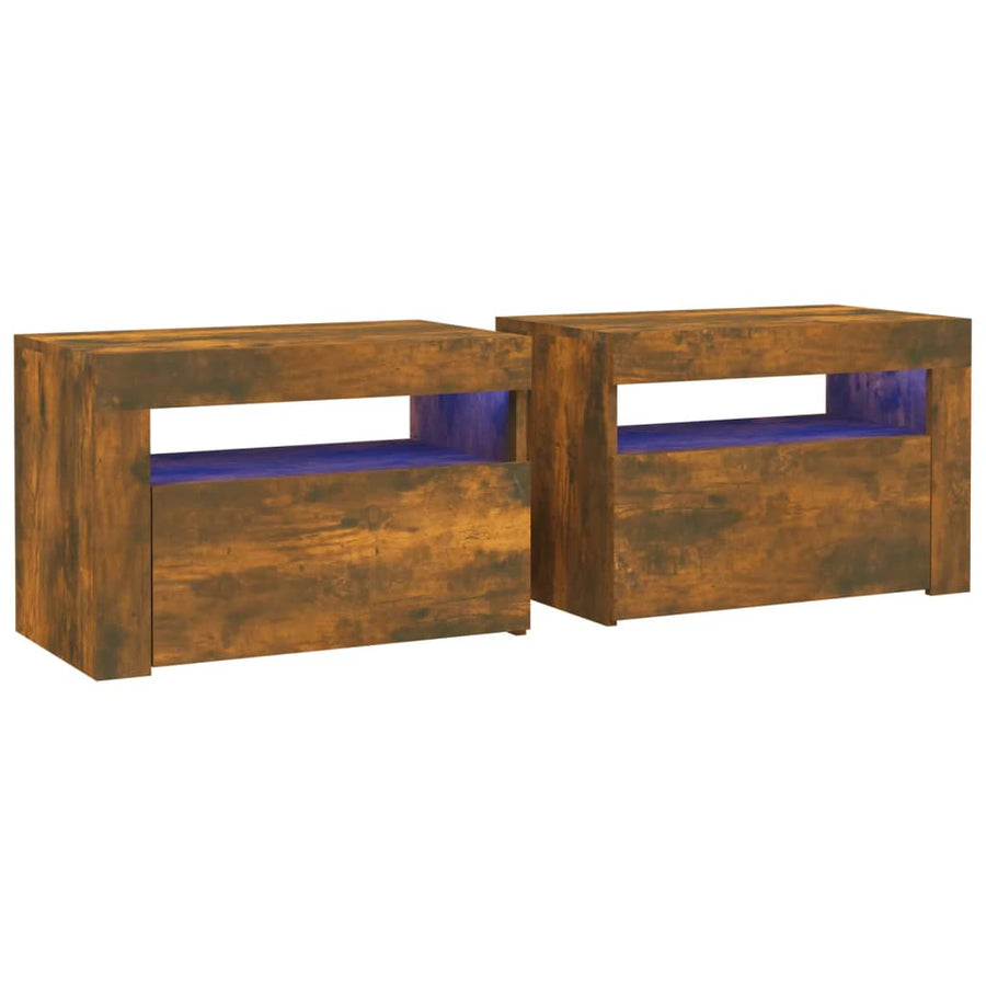 Nachtkastjes 2 St Met Led-Verlichting 60X35X40 Cm Gerookt Eiken