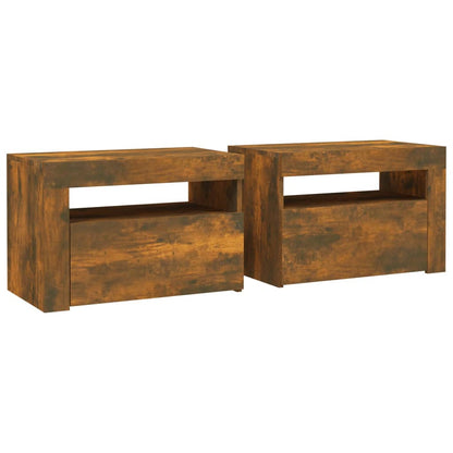 Nachtkastjes 2 St Met Led-Verlichting 60X35X40 Cm Gerookt Eiken