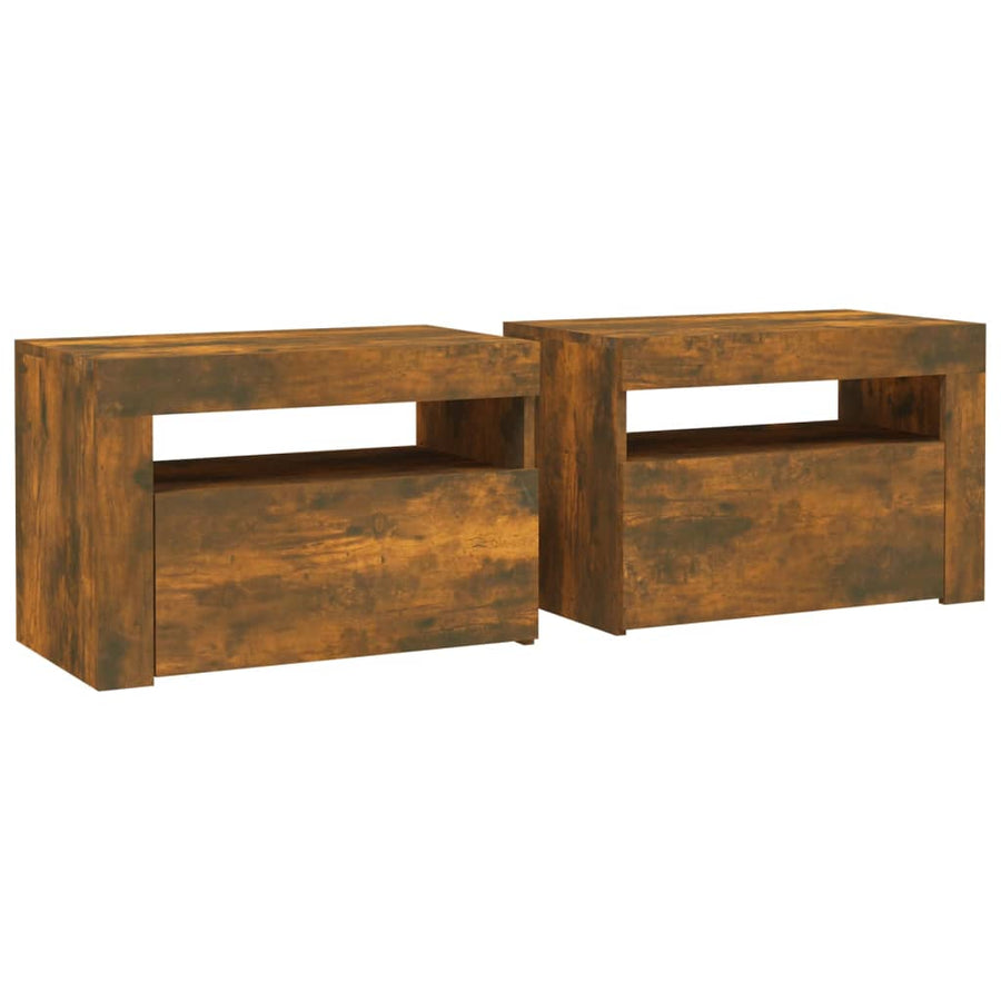 Nachtkastjes 2 St Met Led-Verlichting 60X35X40 Cm Gerookt Eiken
