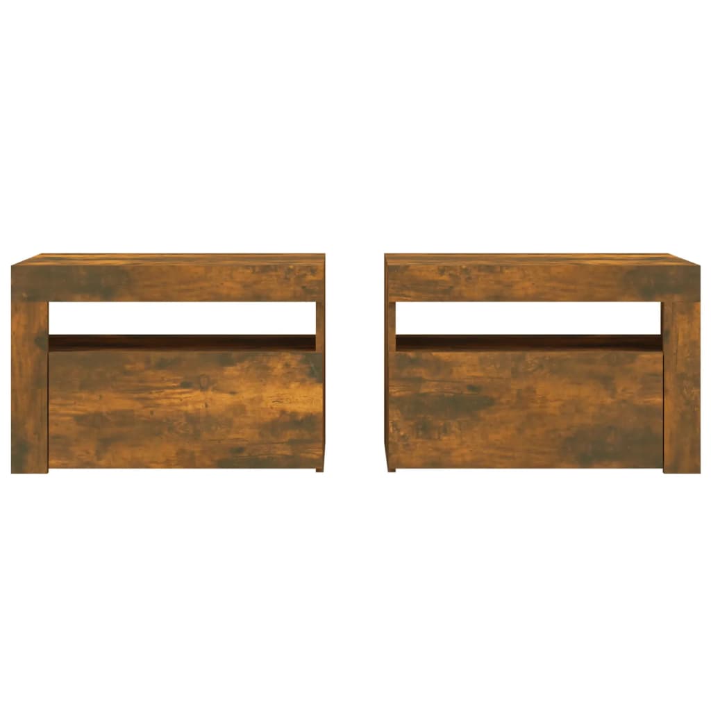 Nachtkastjes 2 St Met Led-Verlichting 60X35X40 Cm Gerookt Eiken