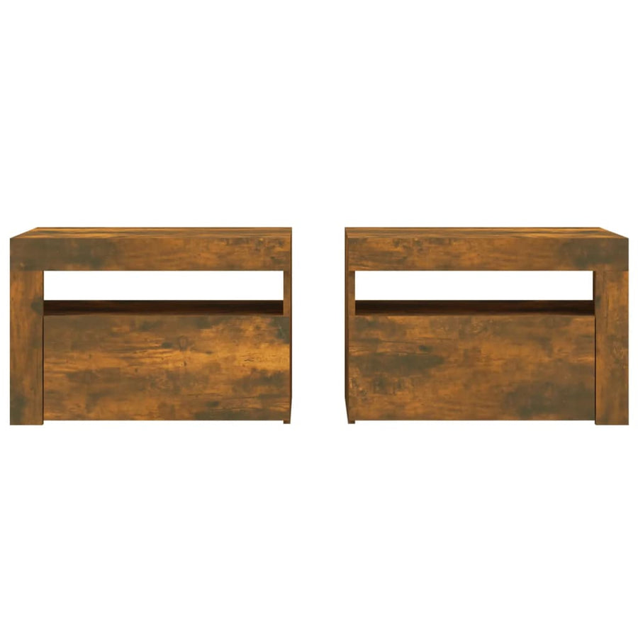 Nachtkastjes 2 St Met Led-Verlichting 60X35X40 Cm Gerookt Eiken