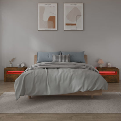 Nachtkastjes 2 St Met Led-Verlichting 60X35X40 Cm Gerookt Eiken