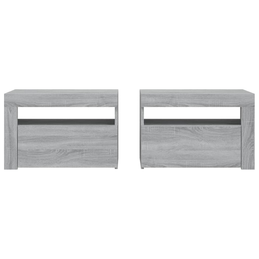 Nachtkastje 2 St Met Led-Verlichting 60X35X40 Cm Grijs Sonoma