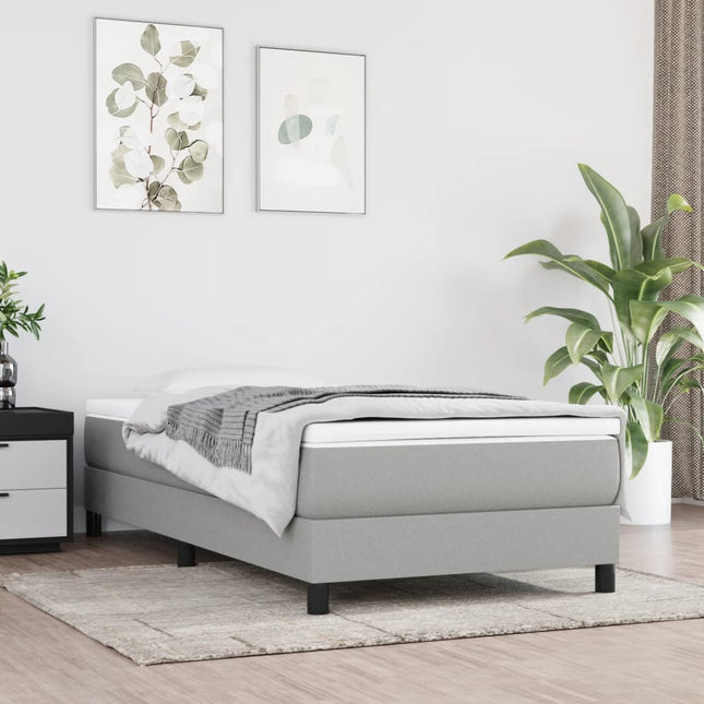 Boxspring met matras stof lichtgrijs 90x190 cm 90 x 190 cm 25 cm