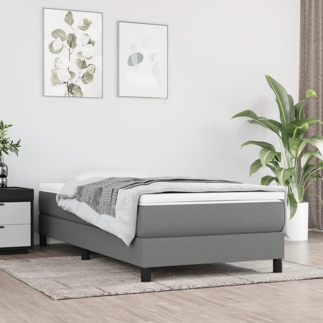 Boxspring met matras stof donkergrijs 90x190 cm 90 x 190 cm 25 cm