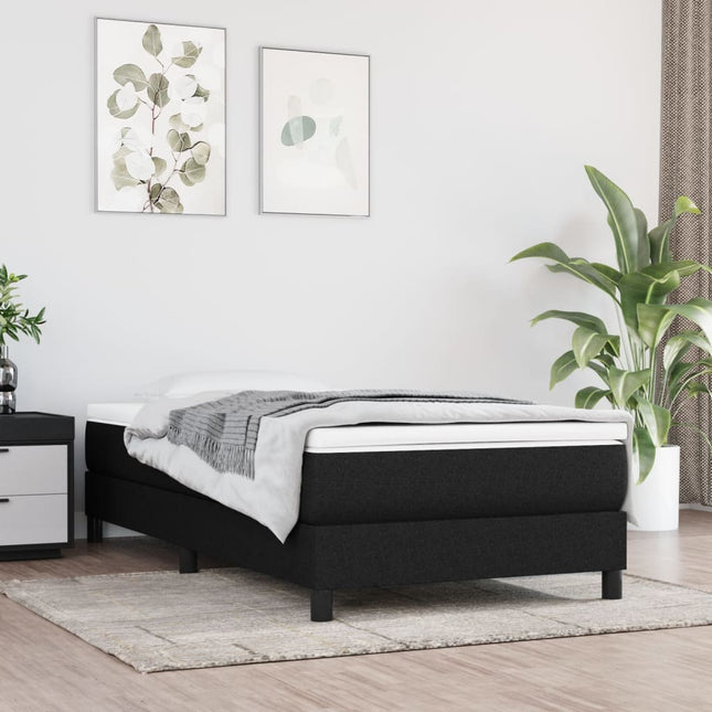 Boxspring met matras stof zwart 90x190 cm 90 x 190 cm 25 cm