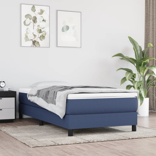 Boxspring met matras stof blauw 90x190 cm 90 x 190 cm 25 cm