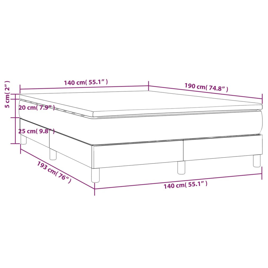 Boxspring met matras stof crèmekleurig 140x190 cm