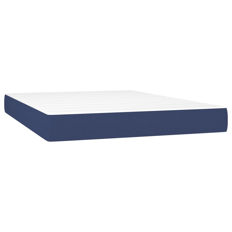 Boxspring met matras stof blauw 140x190 cm 140 x 190 cm 25 cm