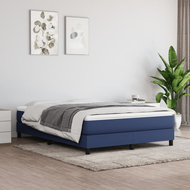 Boxspring met matras stof blauw 140x190 cm 140 x 190 cm 25 cm